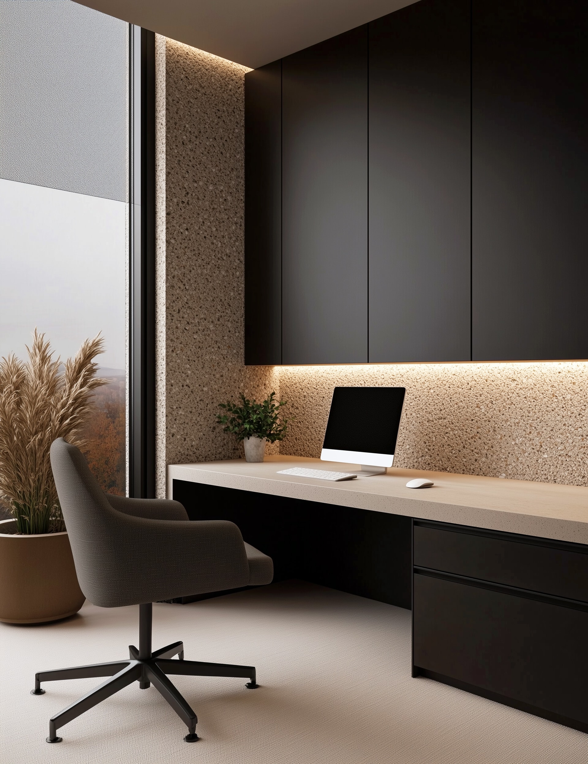 Modern Home Office with Custom Cabinets Made in Sarasota FL