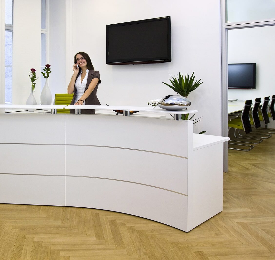 Commercial Office Reception Desk Cabinets Built in Sarasota